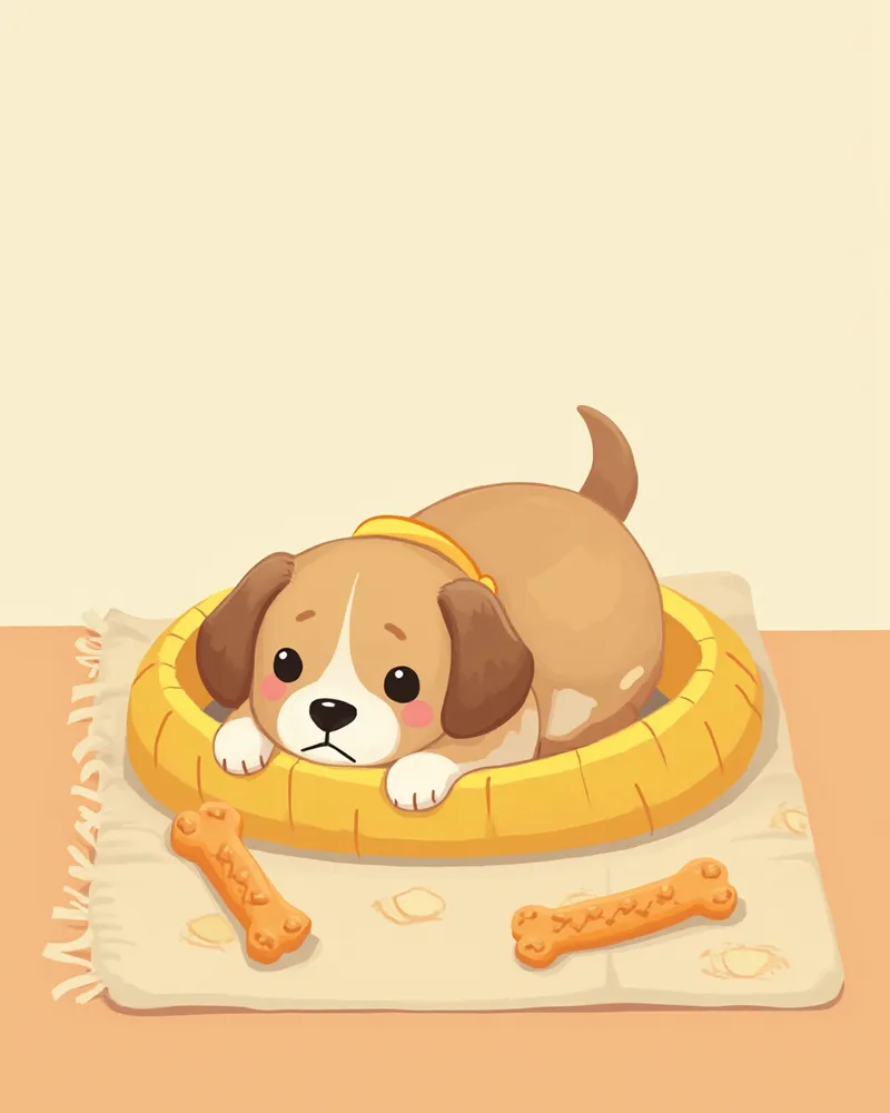 넥카라를 한 강아지가 편안하게 쉬는 모습