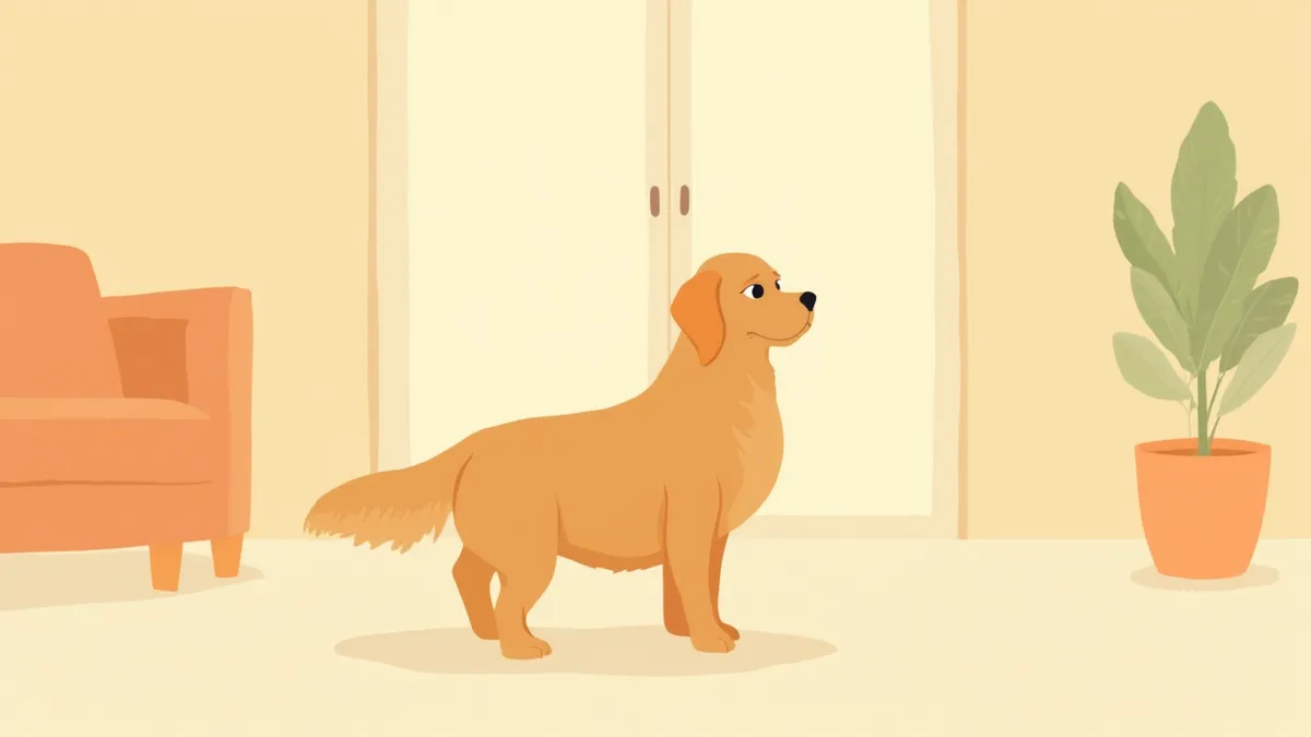 앞다리를 살짝 들고 서 있는 강아지