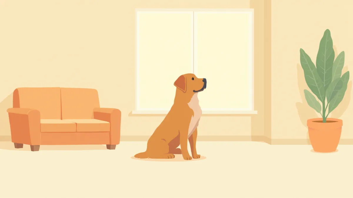 밝은 동물병원 대기실에서 앉아 있는 건강한 골든 리트리버