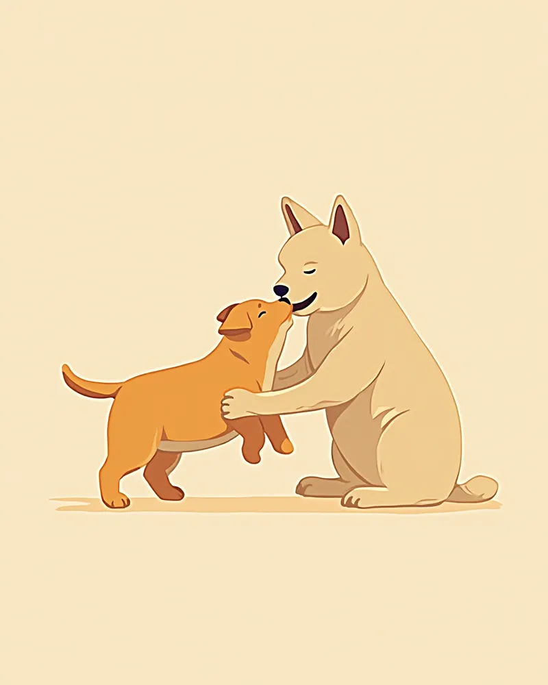 수의사가 강아지 입안을 살펴보는 모습