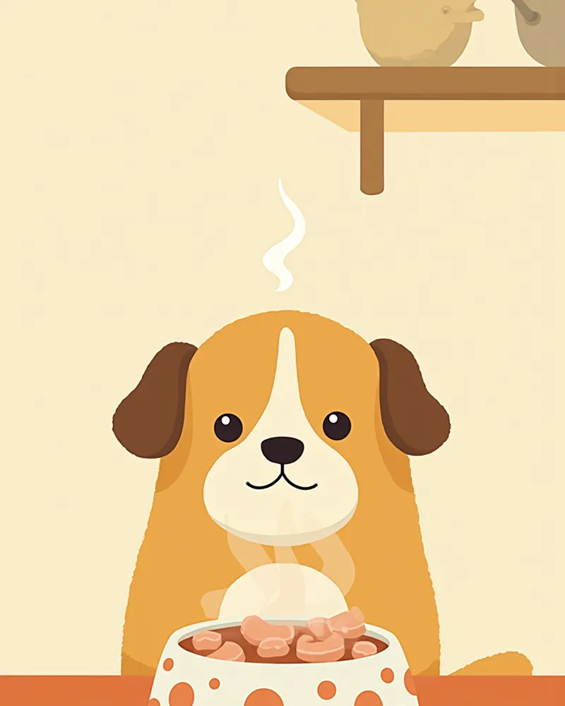 따뜻하게 데운 사료에 토핑을 올리는 모습