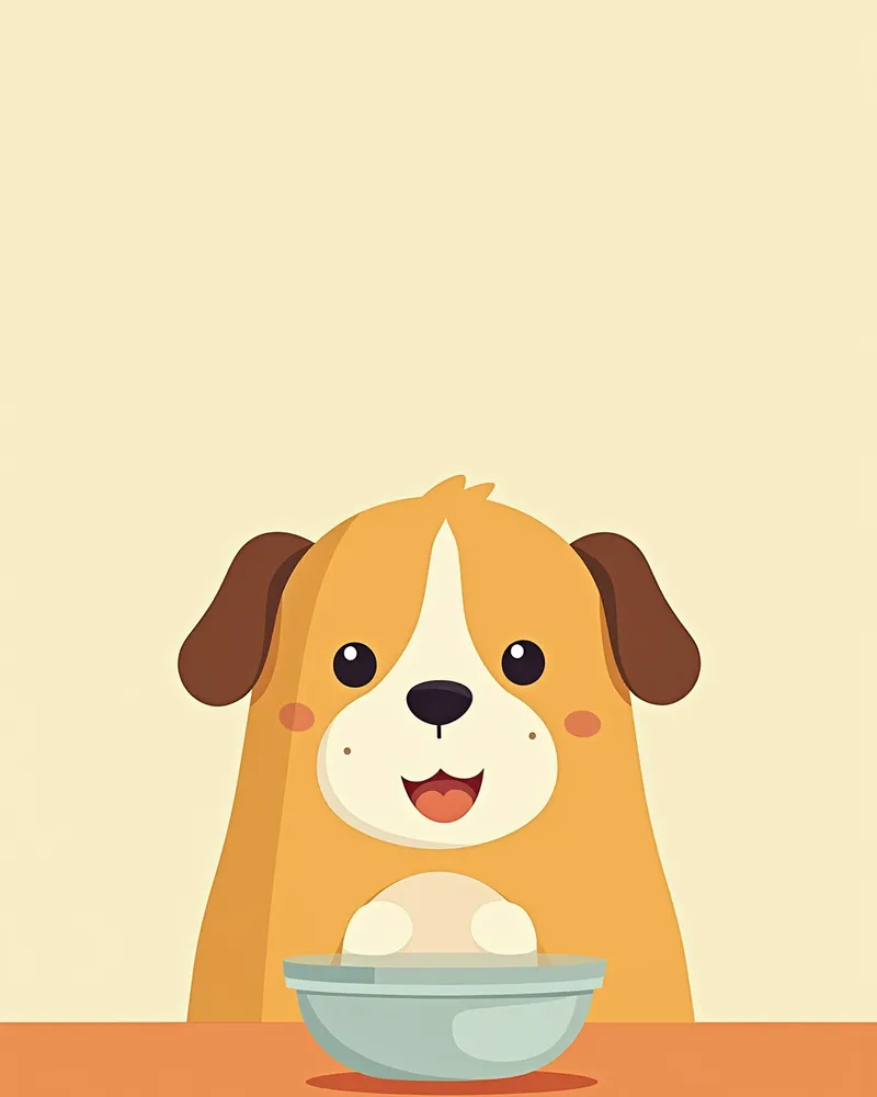 고구마를 먹는 행복한 강아지