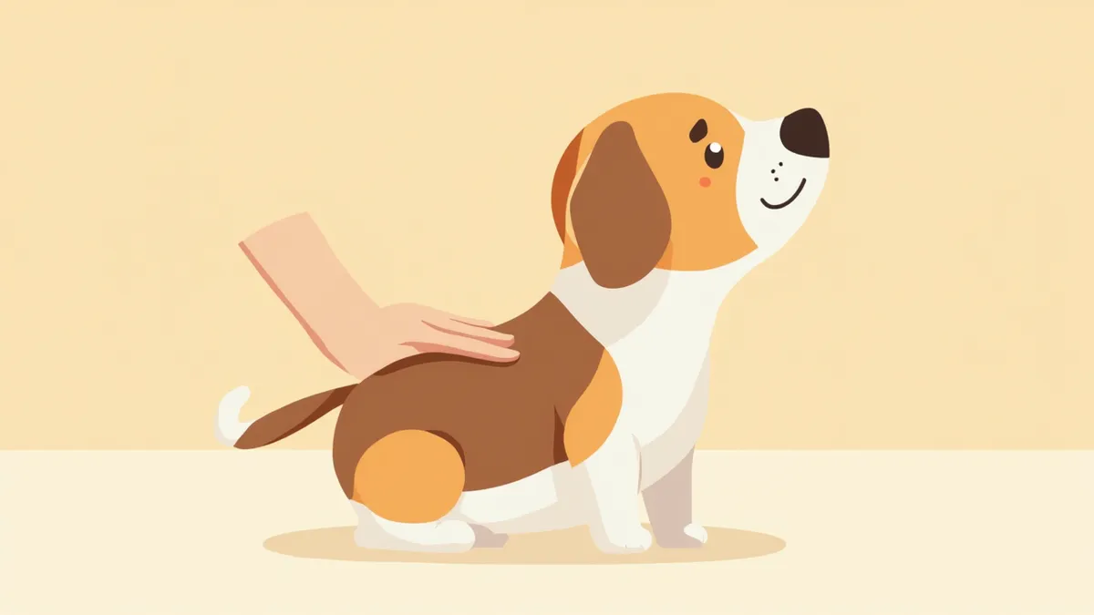 수의사가 강아지 피부의 혹을 만져보는 모습