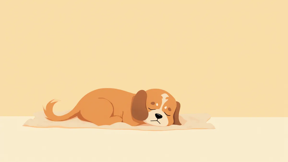 집에서 담요 위에 누워 쉬고 있는 소형견