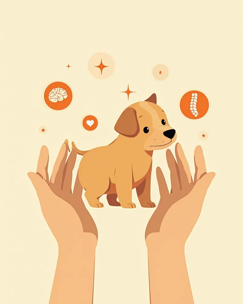 신경 검사를 받는 강아지 일러스트