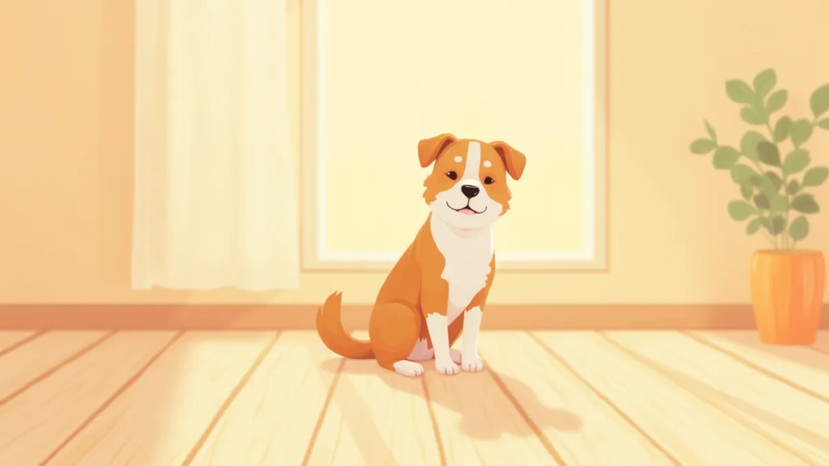 보호자와 눈을 맞추는 강아지