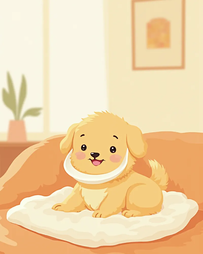 넥카라를 착용하고 편안하게 쉬고 있는 강아지