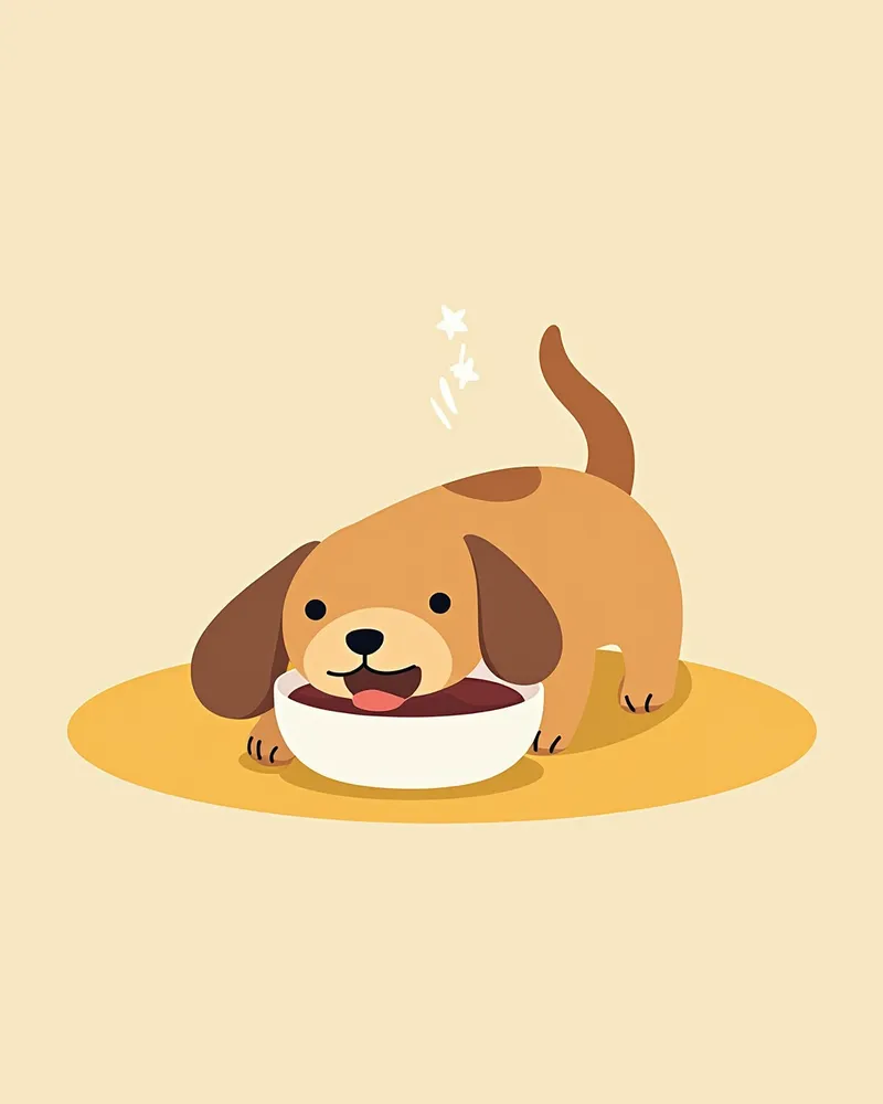 강아지가 부드러운 음식을 먹으며 회복 중인 모습