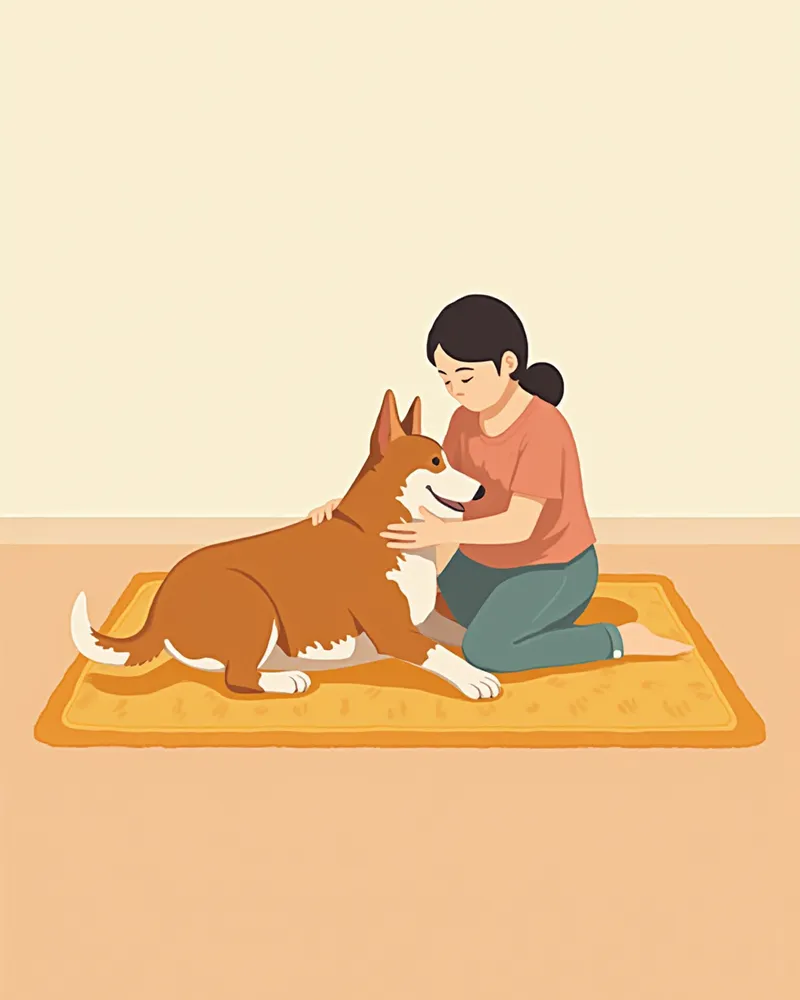보호자가 강아지를 돌보는 모습