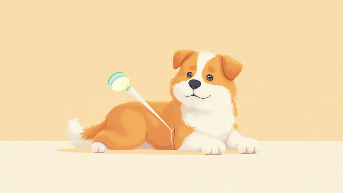 외이염 검진을 받고 있는 강아지