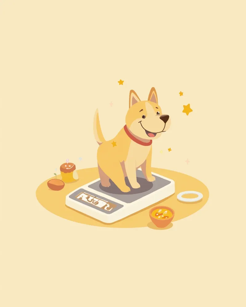 체중 관리를 하는 건강한 강아지 일러스트