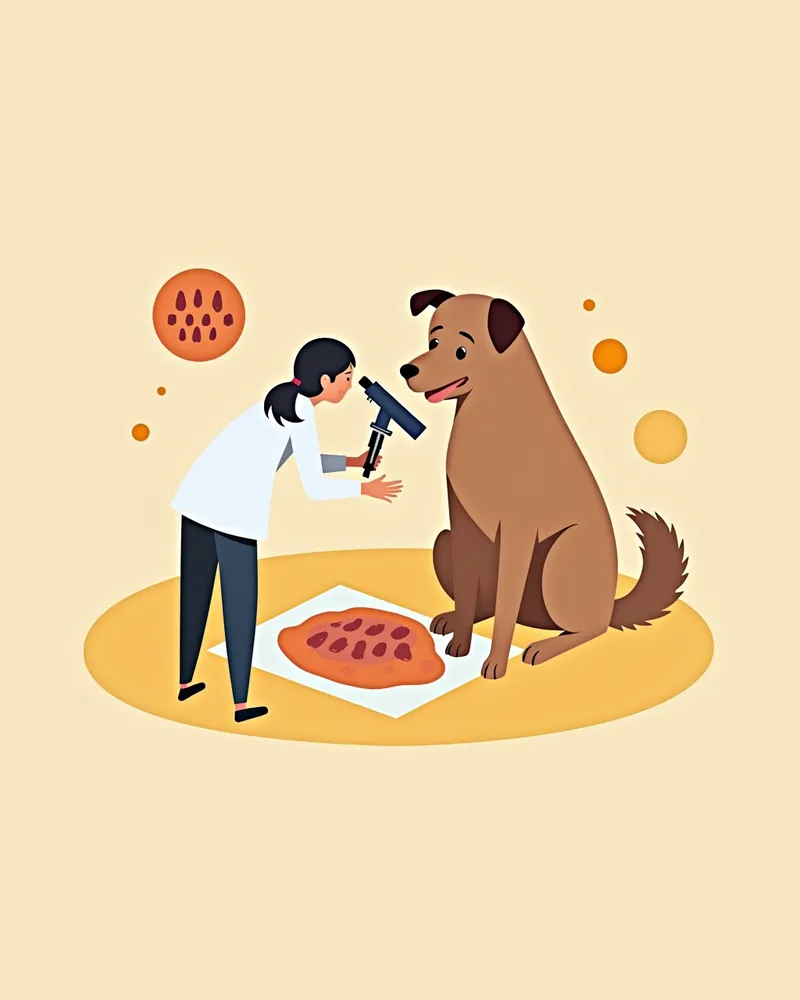 강아지 폐흡충 알을 검사하는 현미경 사진