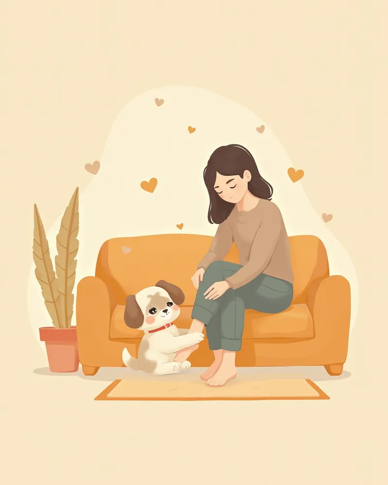 보호자에게 무릎 관리를 받는 강아지