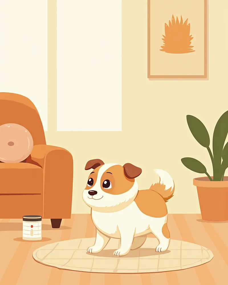 미끄럼 방지 매트 위를 걷는 강아지