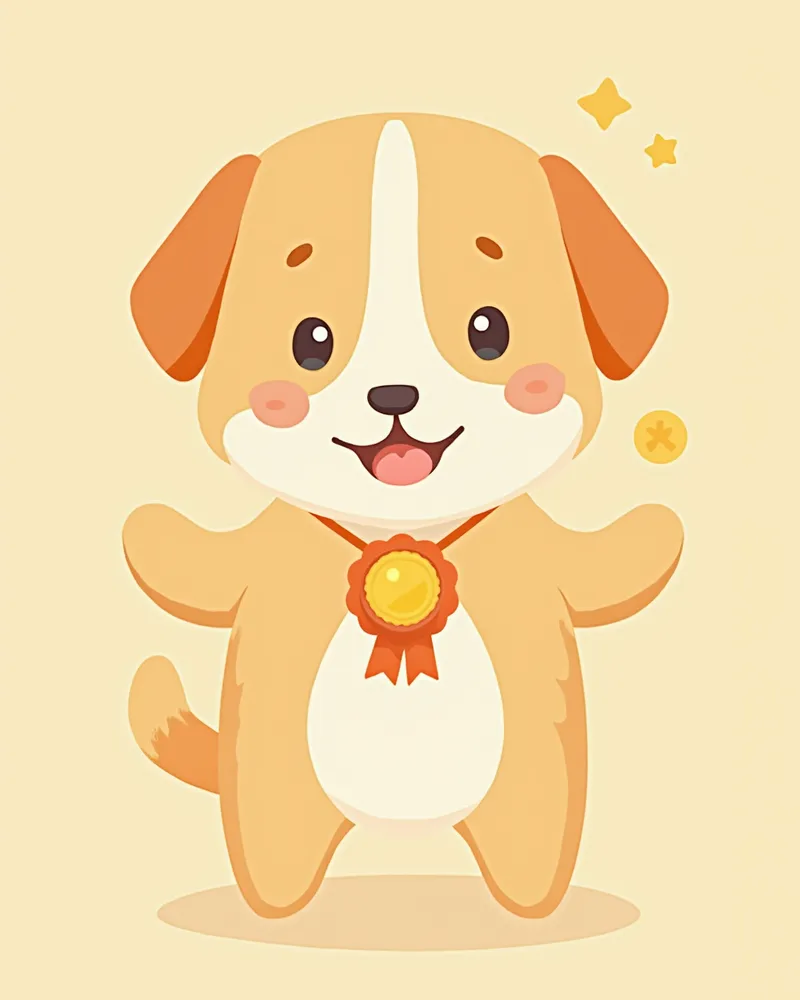 수술 후 건강하게 회복된 강아지 일러스트