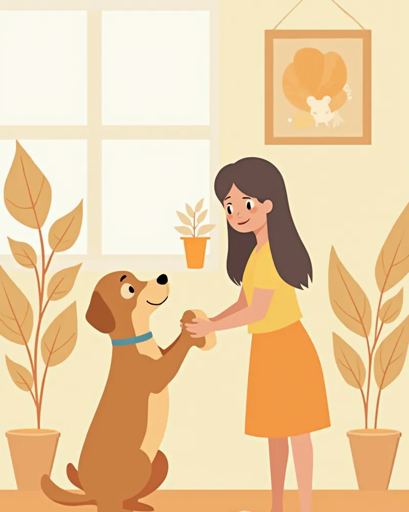 산책 후 강아지 발을 닦아주는 모습