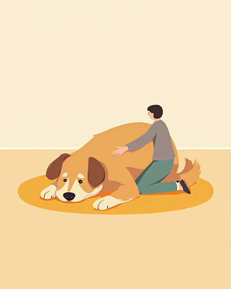무기력하게 누워 있는 강아지