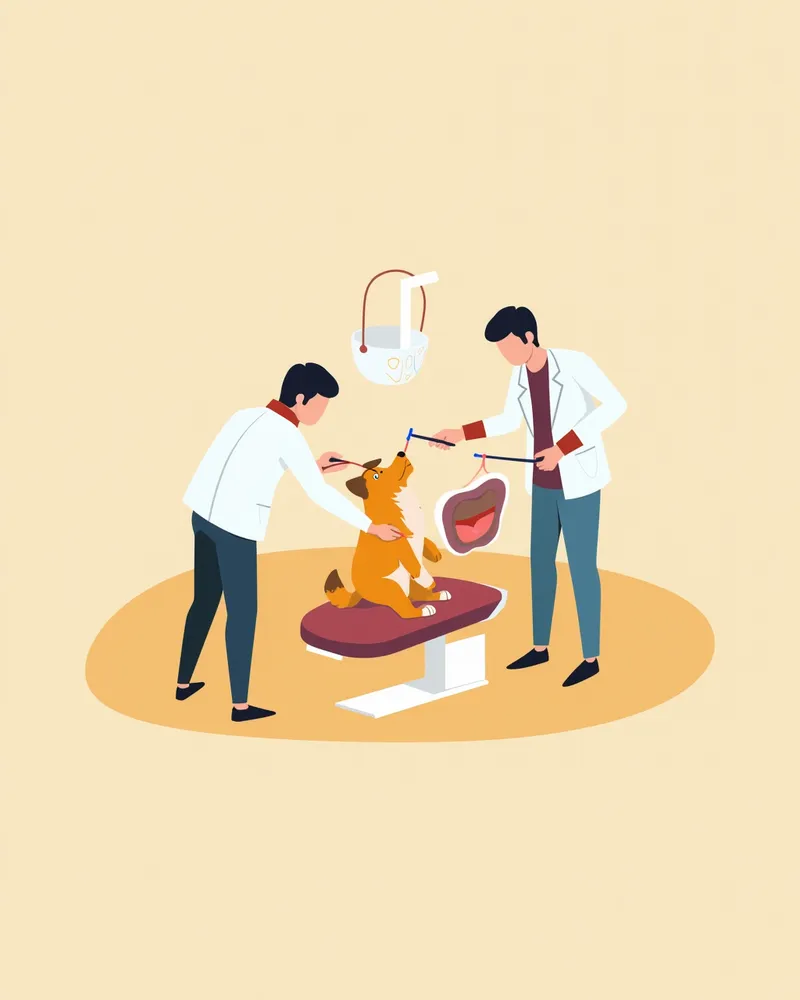 강아지 치아 스케일링 치료를 받는 모습