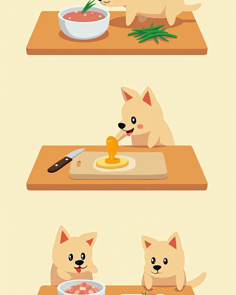 수제간식 만드는 과정의 단계별 사진