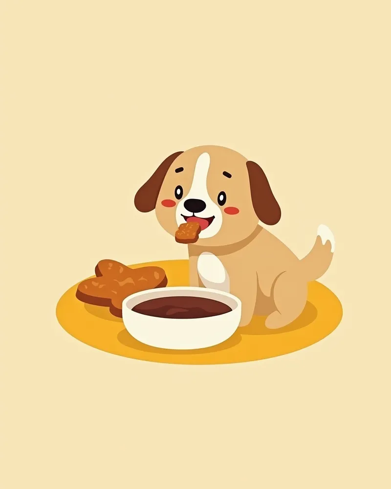 수제간식을 먹는 행복한 강아지