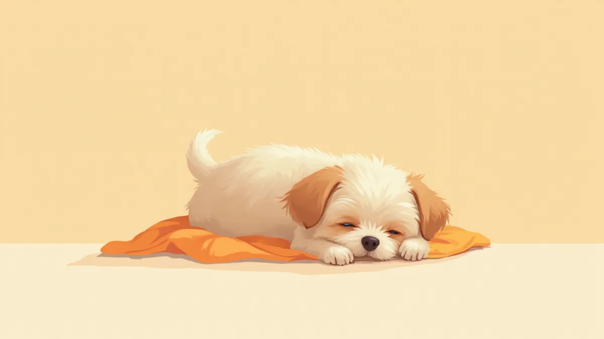 기운 없이 쉬고 있는 작은 강아지