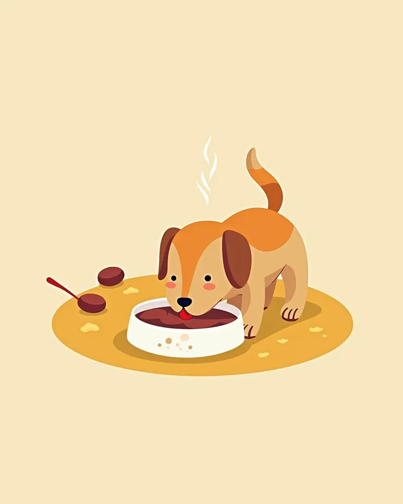 강아지가 신장용 특수 사료를 먹는 모습