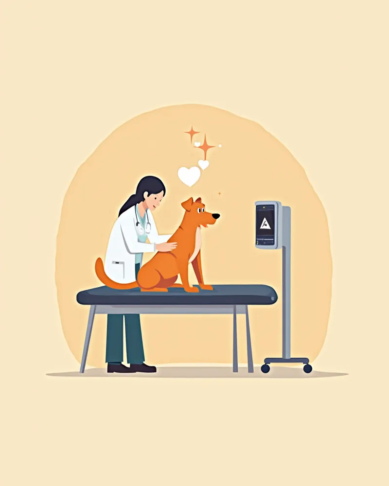 강아지 심장 초음파 검사를 진행하는 수의사