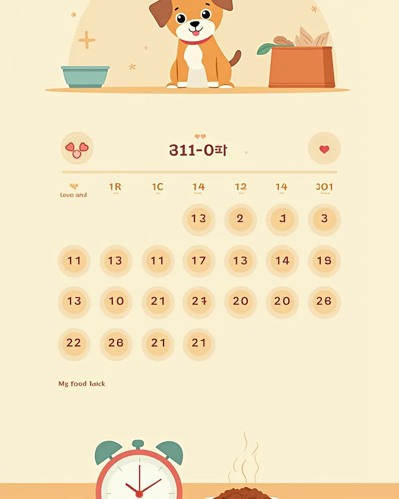 월령별 강아지 급여 횟수 캘린더 인포그래픽