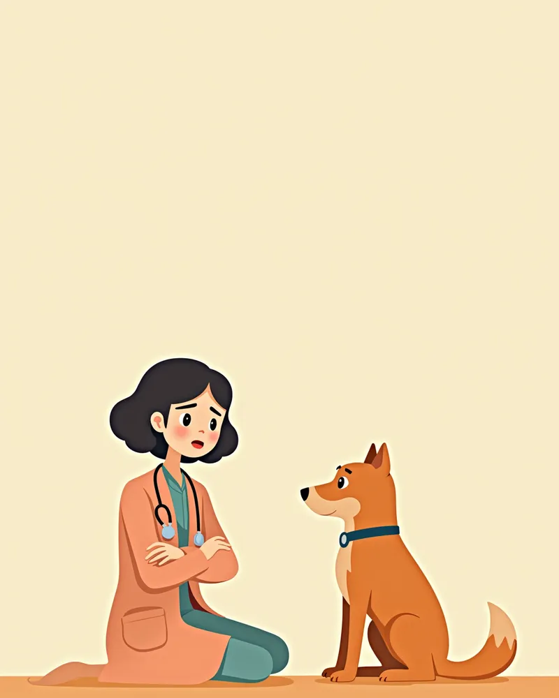 동물병원에서 행동 평가를 받는 긴장한 강아지