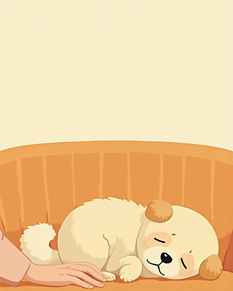 소파에 힘없이 누워 있는 강아지