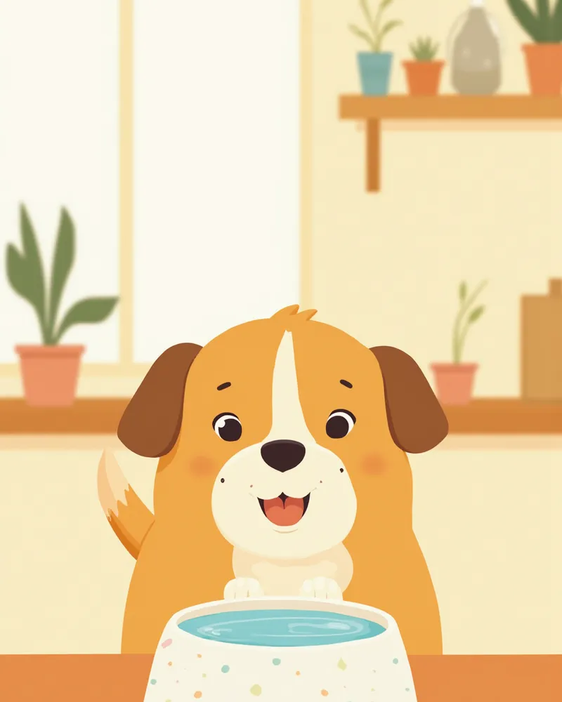 물그릇에서 물을 마시는 강아지