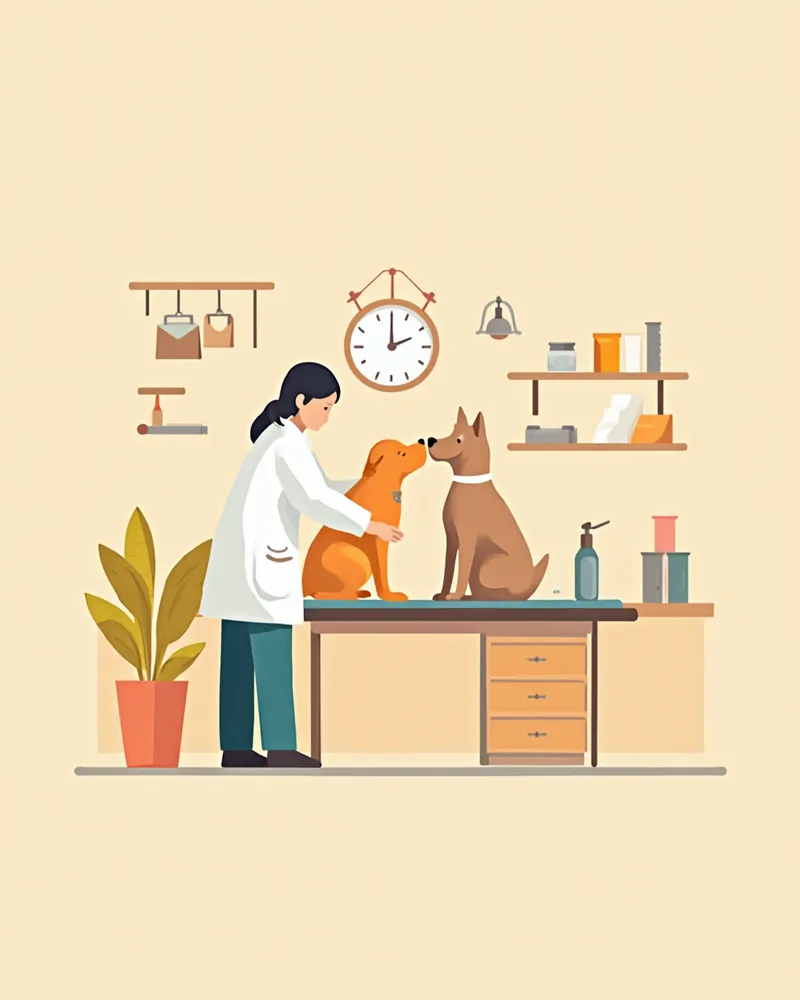 동물병원에서 검진받는 강아지