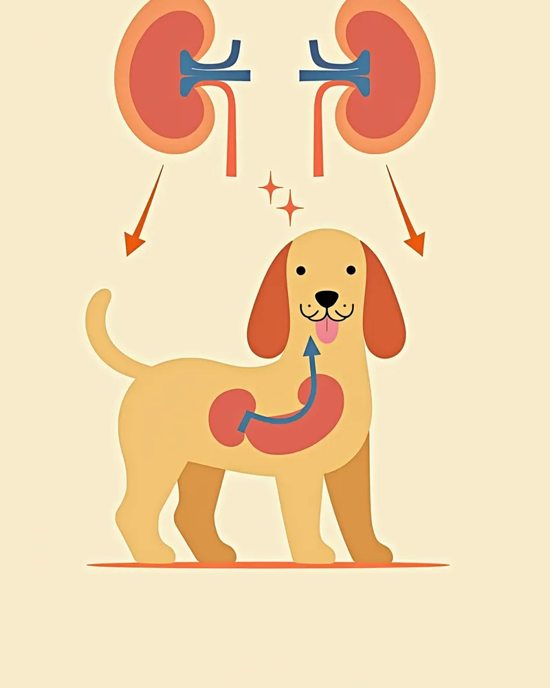 강아지 신장의 혈류와 여과 기능을 보여주는 해부도