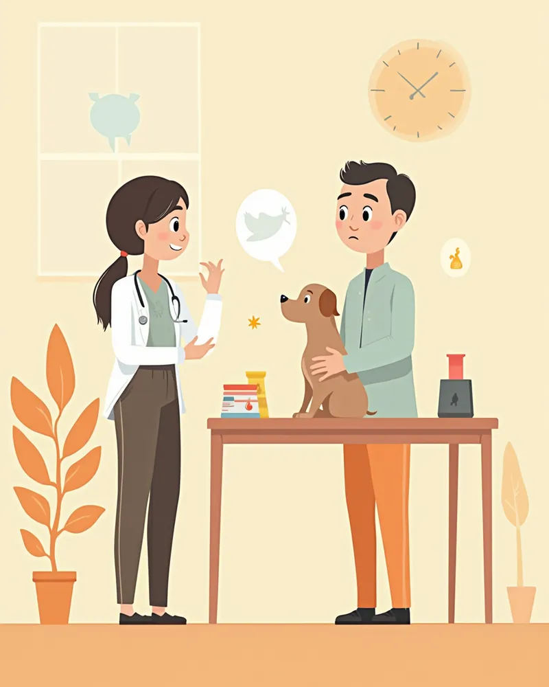 수의사와 신장 처방식을 상담하는 보호자