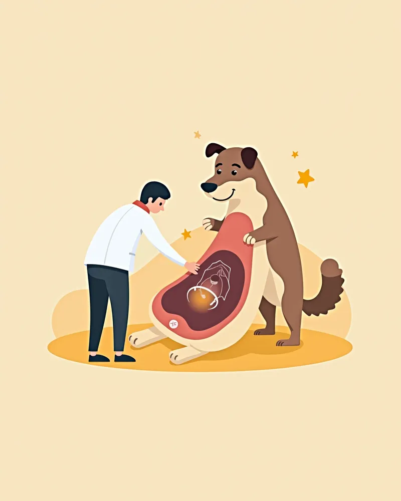 강아지 신장 종양 진단을 위한 초음파 검사 장면