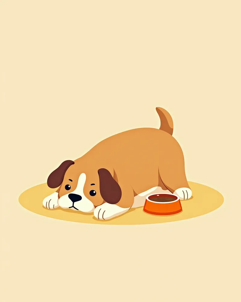 식욕 저하를 보이는 강아지의 모습