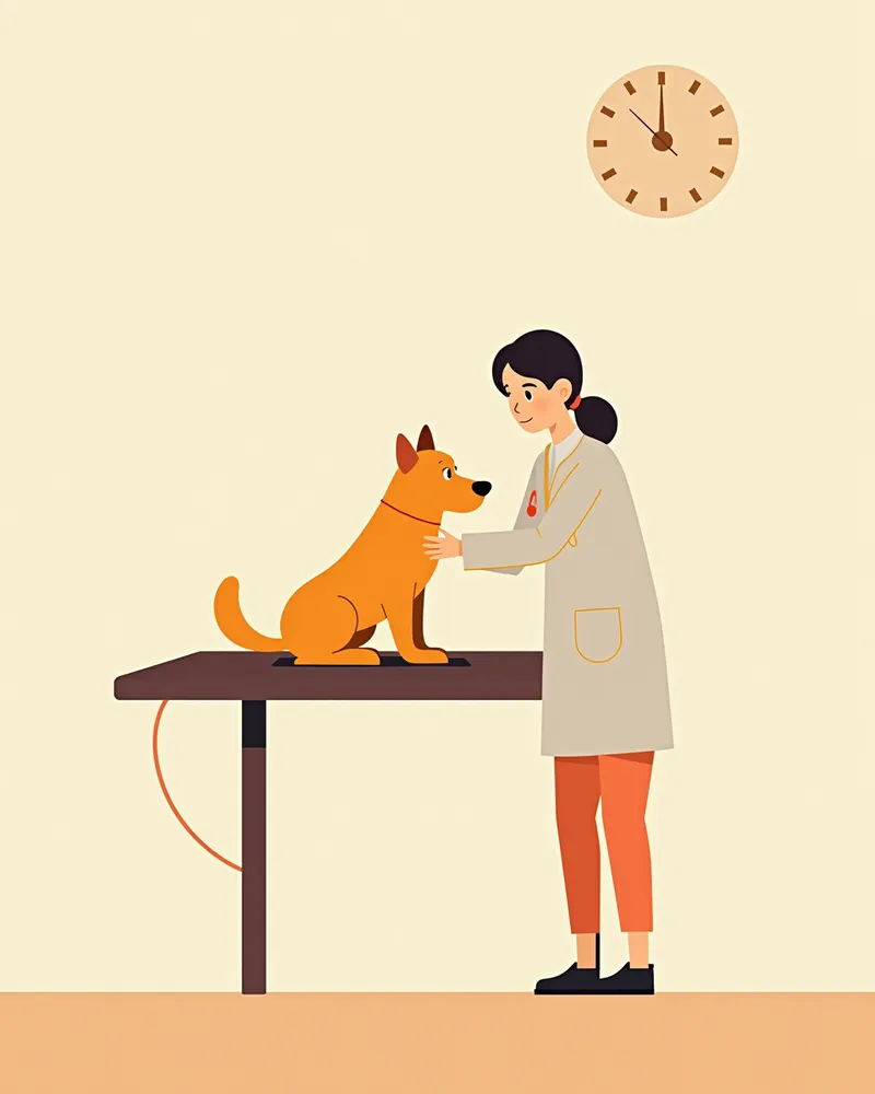 수의사에게 진료받는 강아지 — 반복 행동 장애 치료 과정