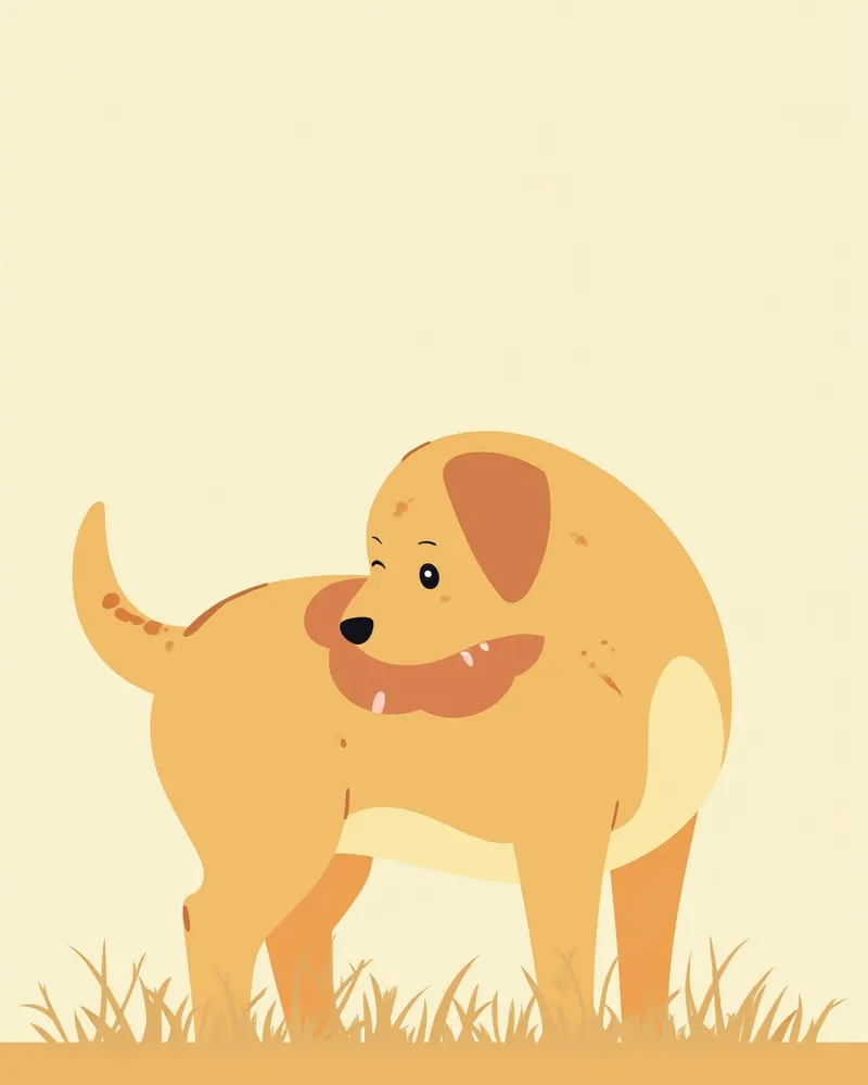 가려움 때문에 풀에 등을 비비는 강아지