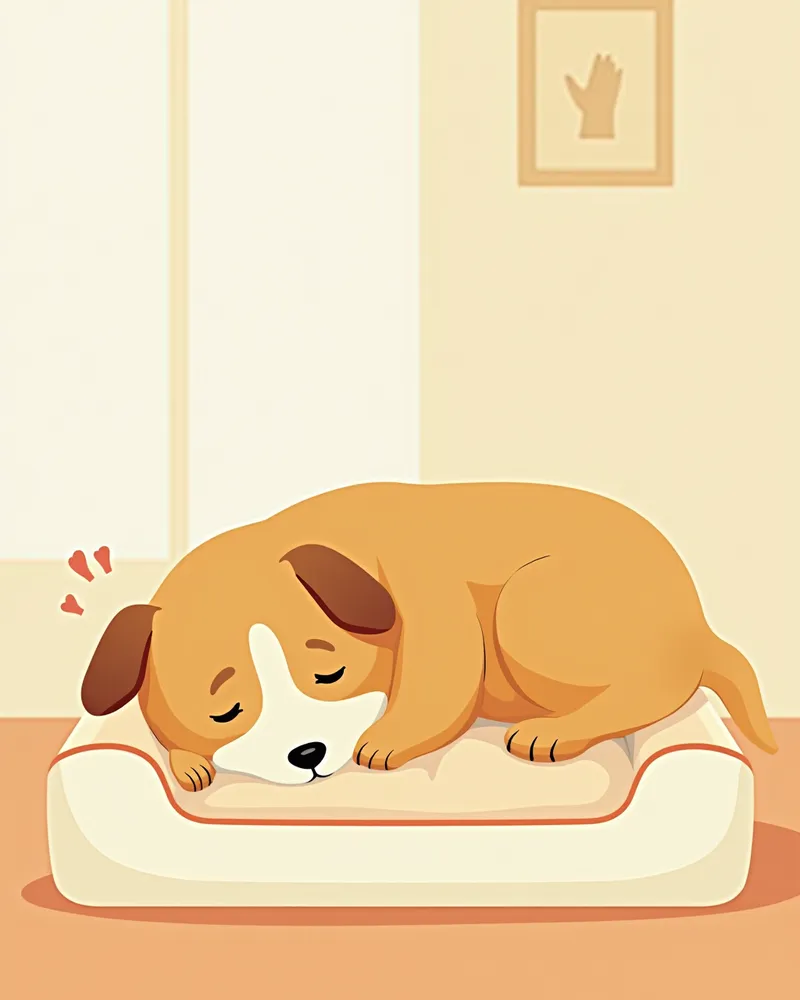 올바른 자세로 편안하게 잠든 강아지