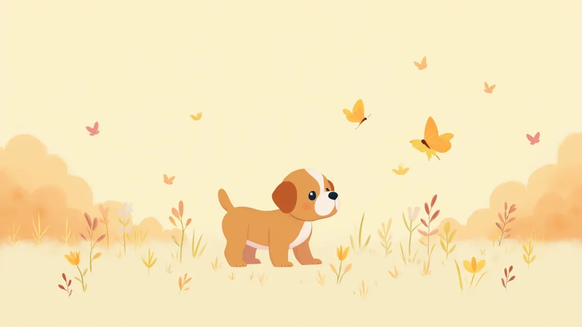 정원을 탐험하는 호기심 가득한 강아지