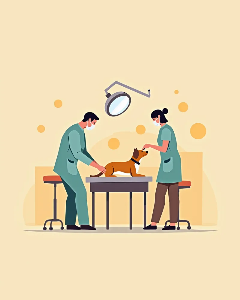 수술 중인 강아지의 중성화 수술 장면