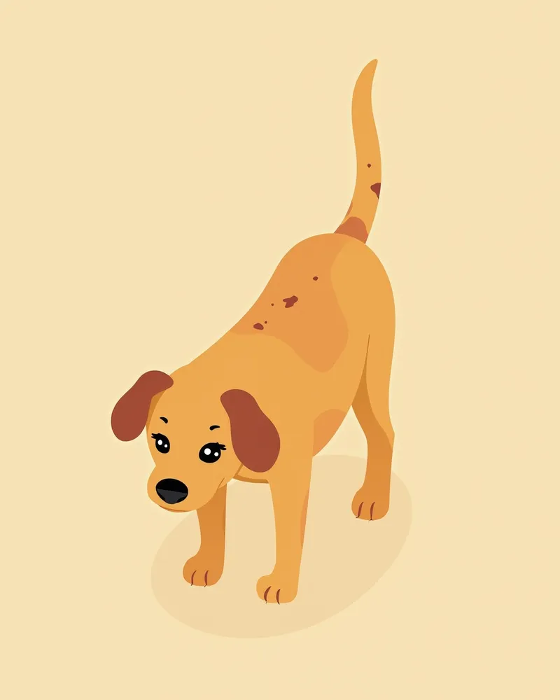꼬리에 상처와 털 빠짐이 있는 모습