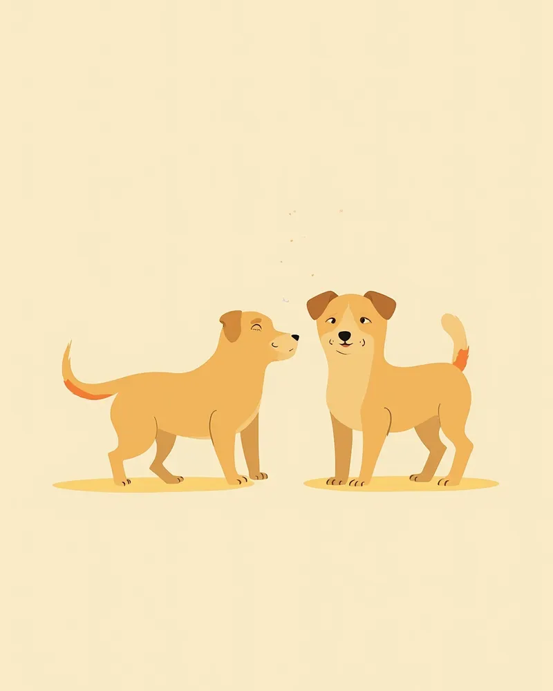 꼬리를 오른쪽으로 넓게 흔드는 강아지와 왼쪽으로 뻣뻣하게 흔드는 강아지 비교