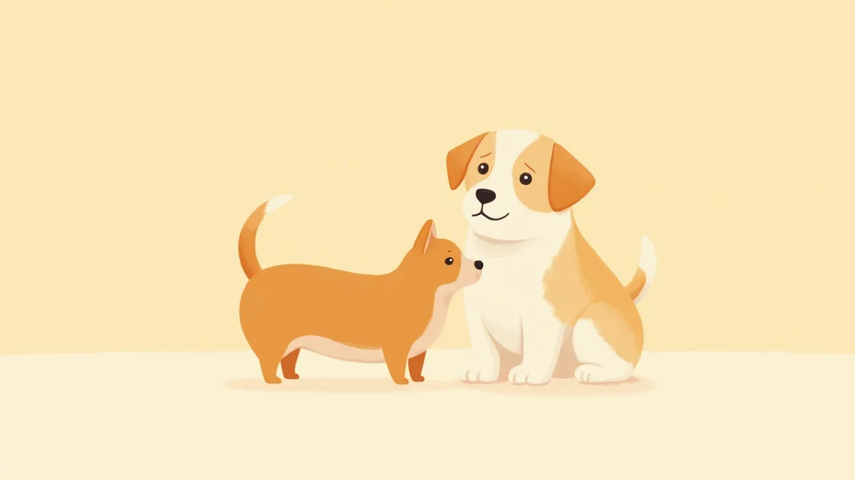 서로 다른 꼬리 모양을 가진 강아지 두 마리