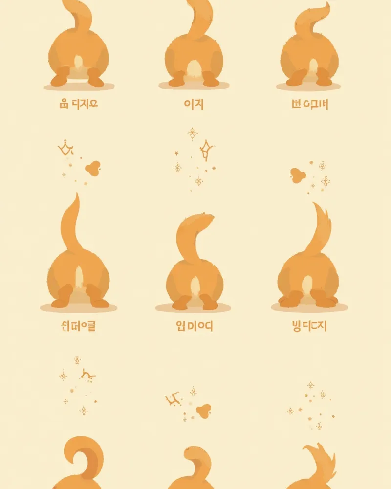 강아지 꼬리 8가지 종류를 보여주는 일러스트