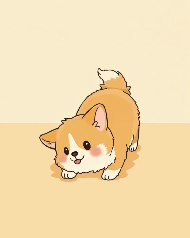 꼬리가 짧은 웰시코기가 엉덩이를 흔드는 모습