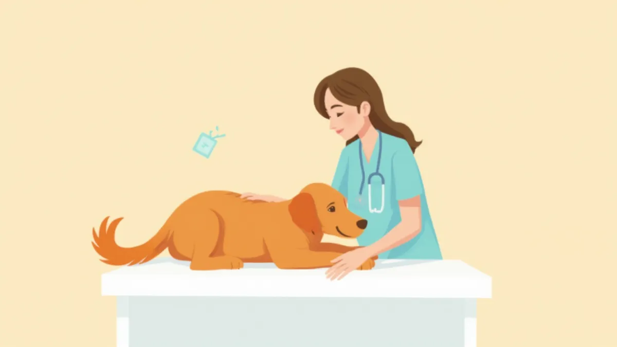 동물병원에서 강아지 복부 검진하는 수의사