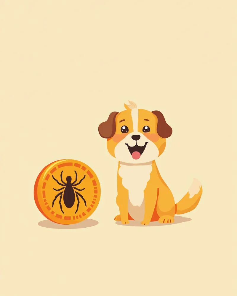 경구형 진드기약과 강아지 일러스트