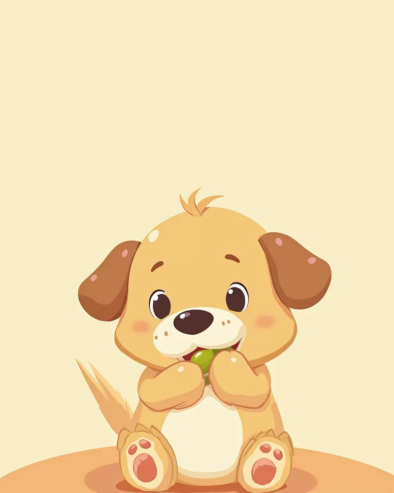 이갈이 시기 치발기를 씹고 있는 강아지