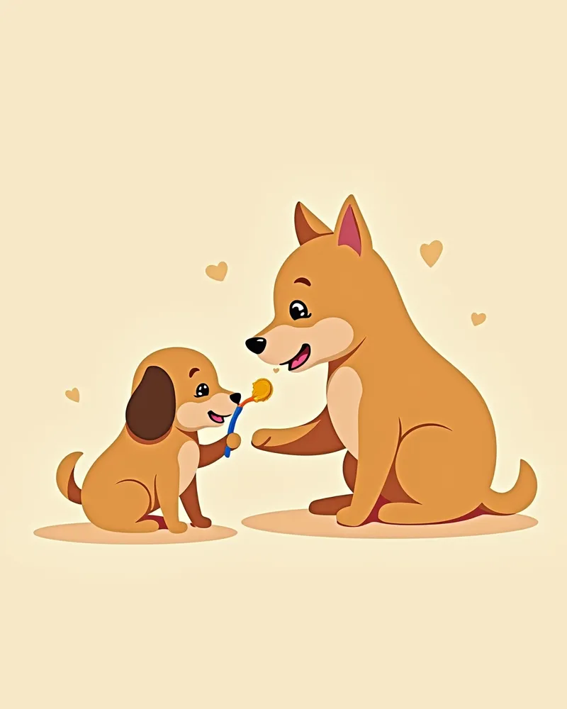 강아지가 칫솔질 후 간식을 받는 모습